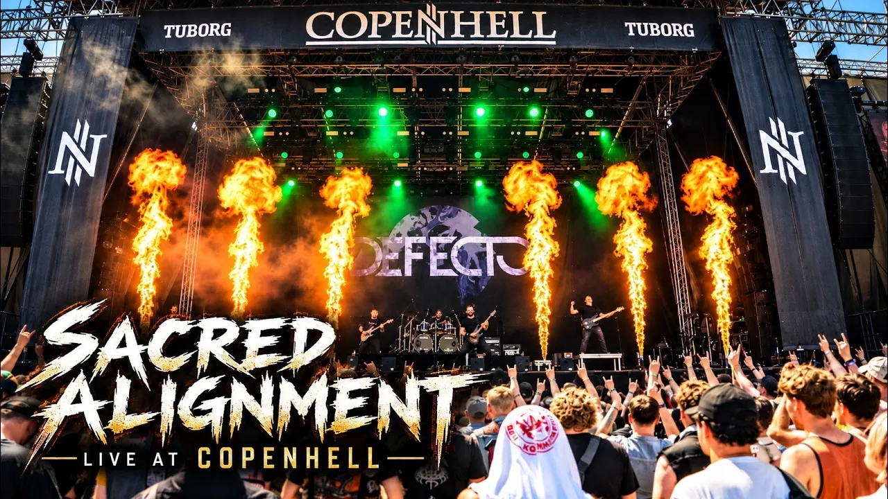 Sacred Alignment, live at Copenhell - Defecto on the Copenhell stage behind a wall of fire